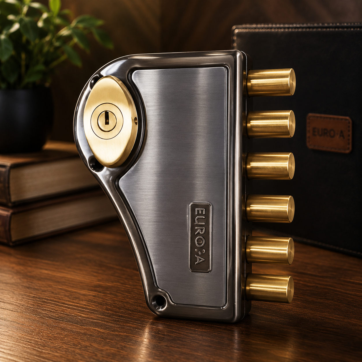 Europa H341AB Hexabolt (Gold Knob & Antique Body, Both Side Key) - Main Door Lock with 6 Dead Bolts