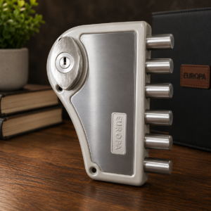 Europa H341SN Hexabolt (Silver Knob & Body, Both Side Key) - Main Door Lock with 6 Dead Bolts
