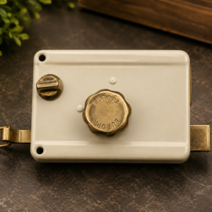 Europa Night Latch 8010IV (Gold Knob & Ivory Body) - Main Door Lock with 1 Auto Latch & 1 Dead Bolt