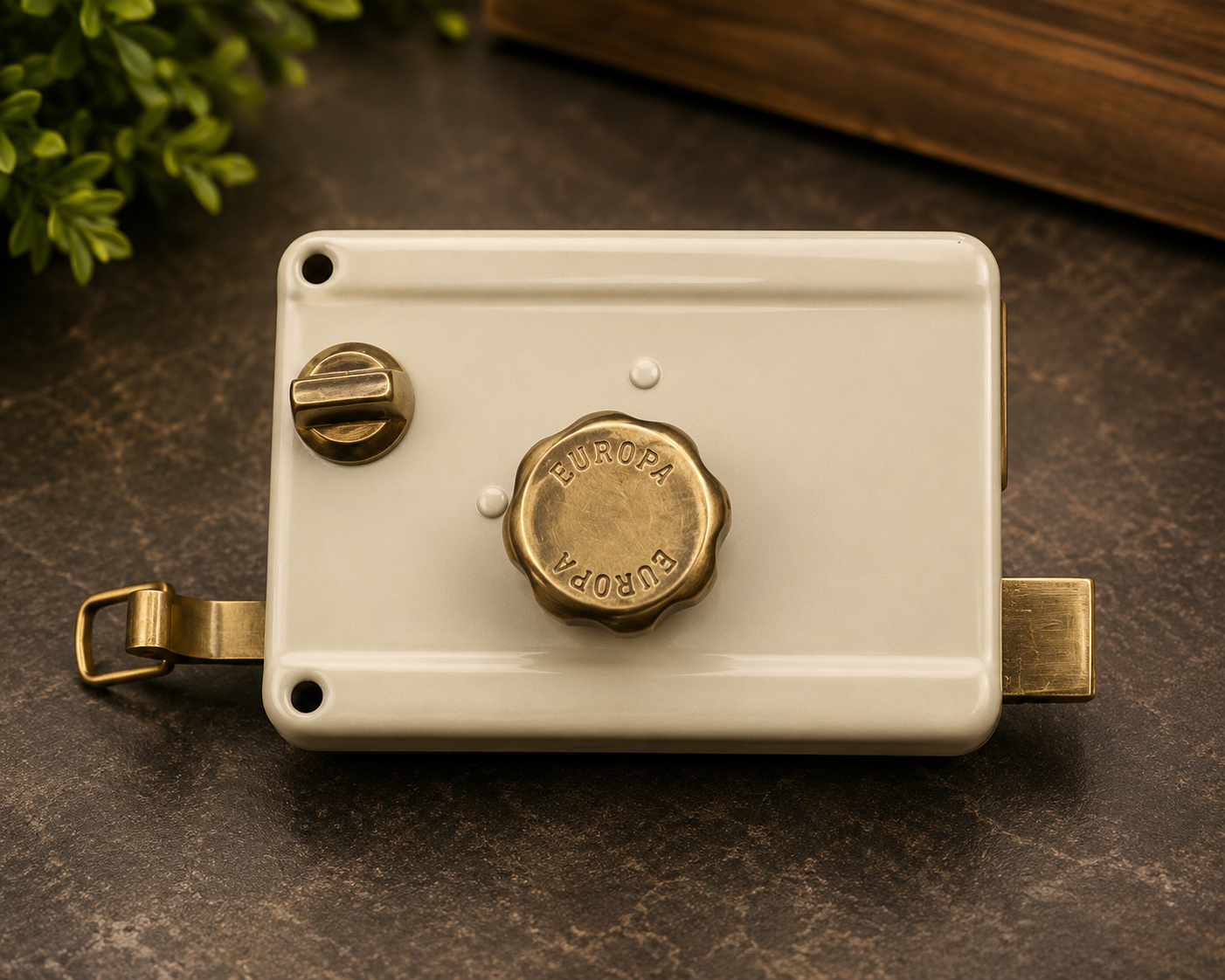 Europa Night Latch 8010IV (Gold Knob & Ivory Body) - Main Door Lock with 1 Auto Latch & 1 Dead Bolt